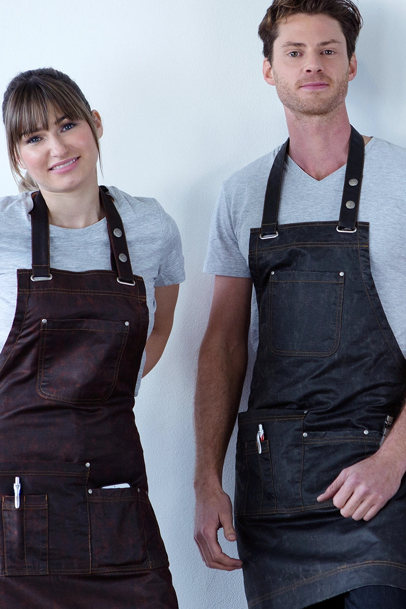 Aussie Chef Barber Bib Apron - Pewter Grey