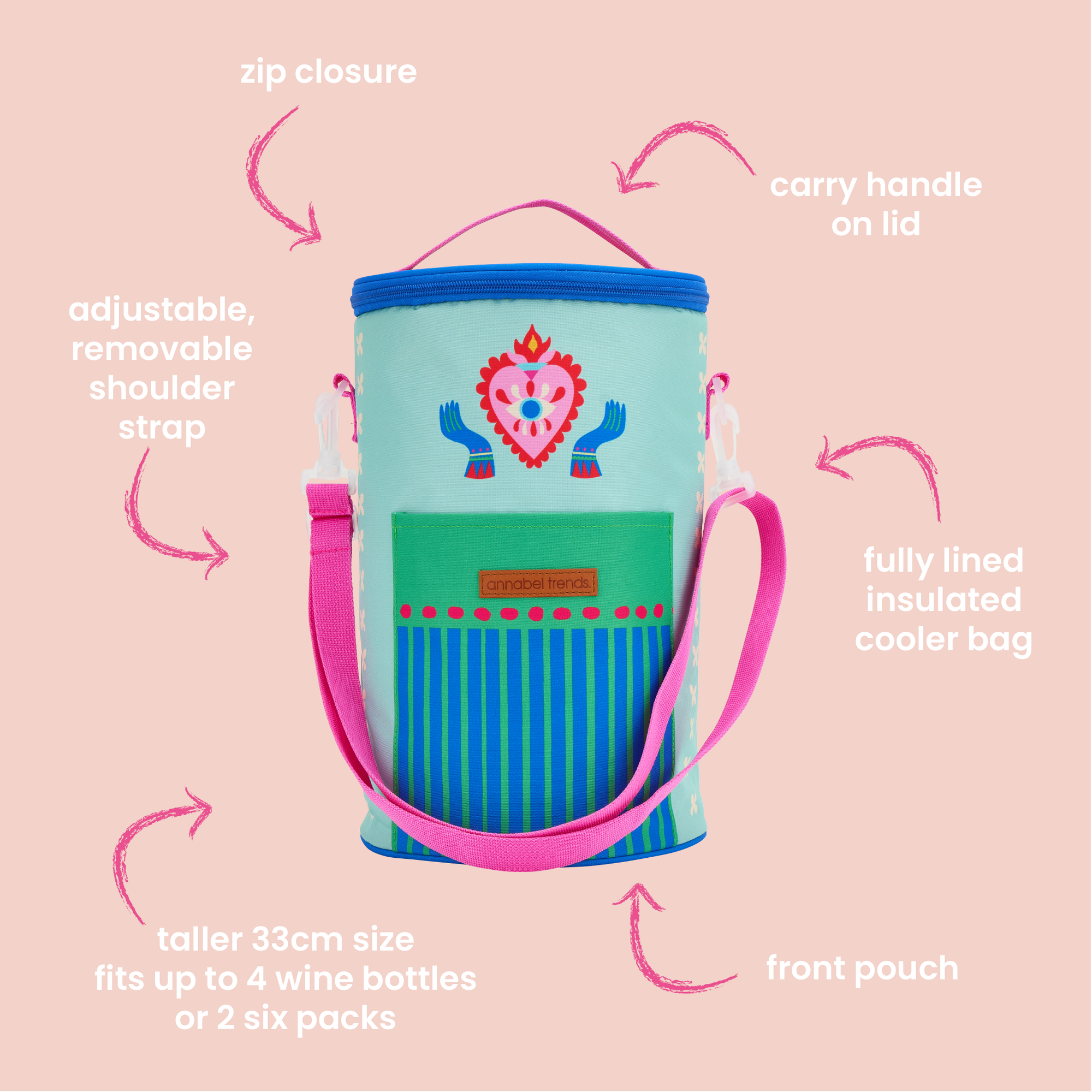 Annabel Trends Picnic Cooler Bag Tall Barrel Fiesta