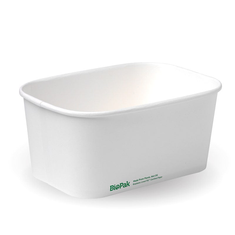 BioPak 1,000ml White BioBoard Takeaway Base