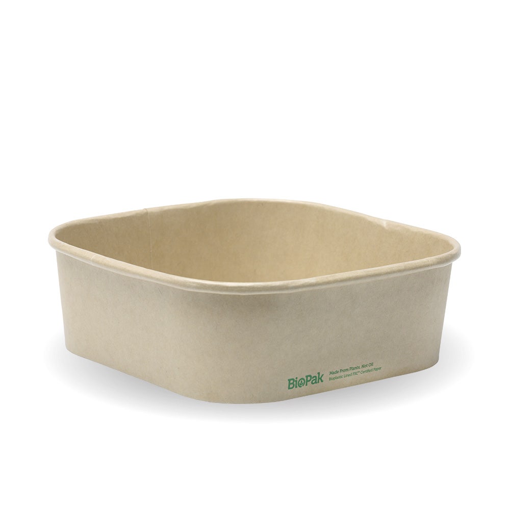 BioPak 1,000ml Kraft BioBoard Square Takeaway Base