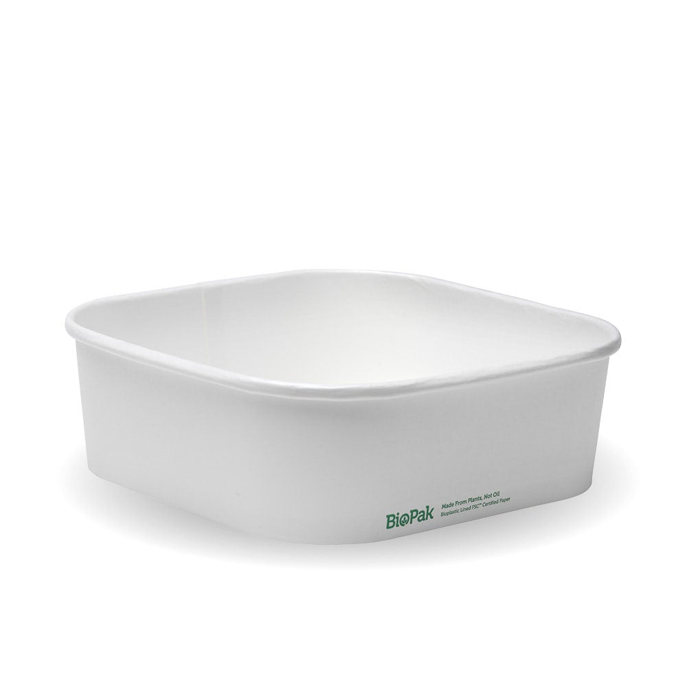 BioPak 1,000ml White BioBoard Square Takeaway Base