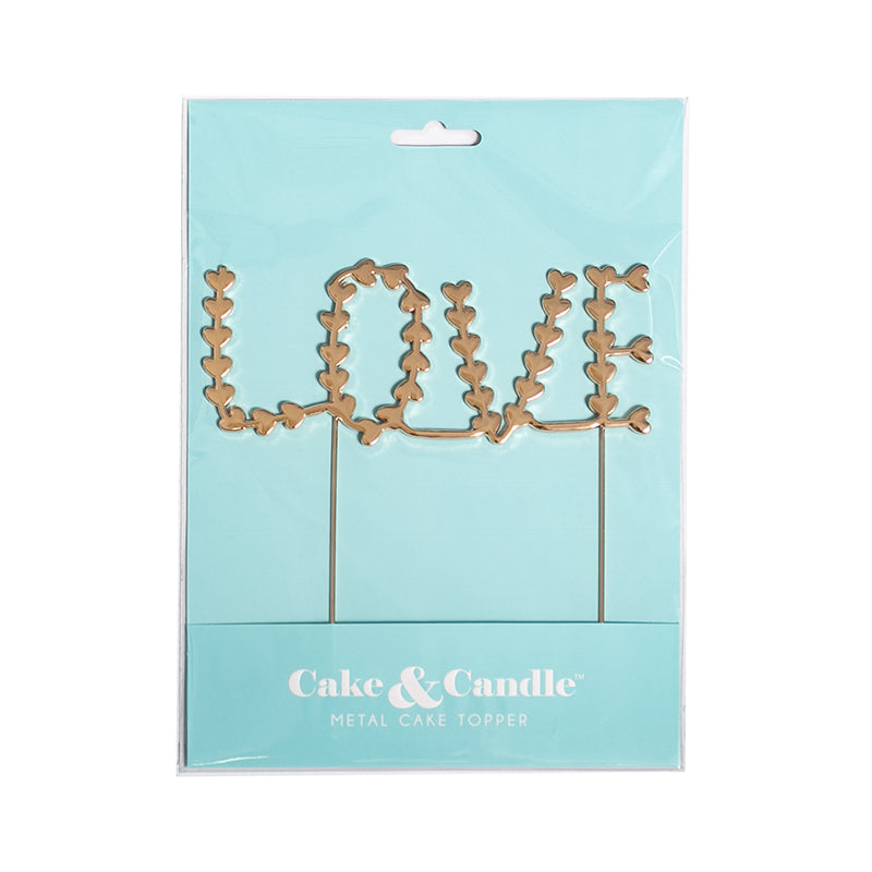 Cake & Candle Metal Cake Topper Love Rose Gold