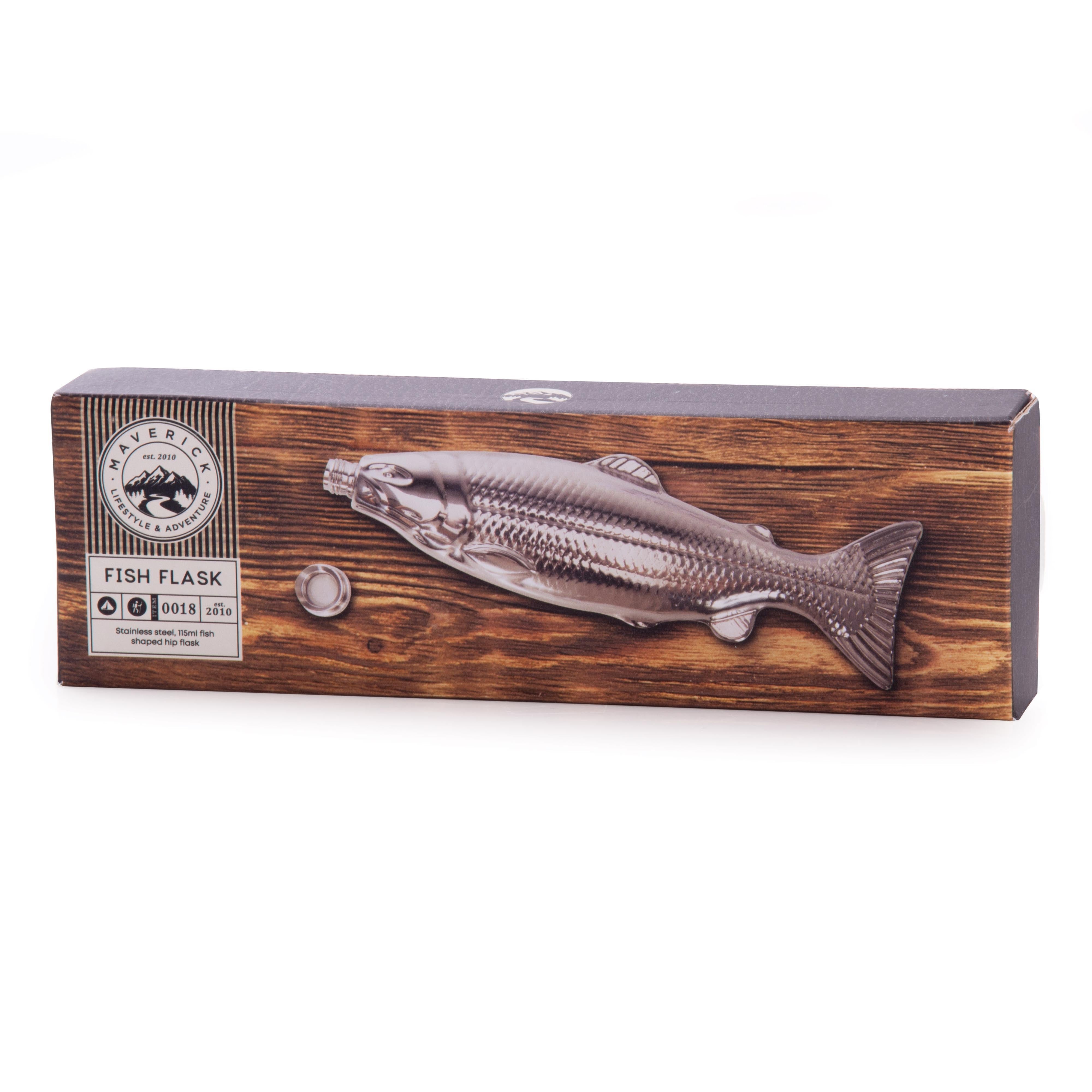 Maverick Fish Flask Silver