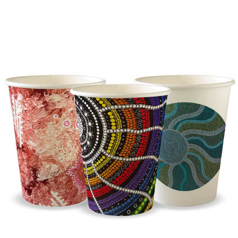 BioPak 390ml / 12oz (90mm) Indigenous Art Series Single Wall BioCup