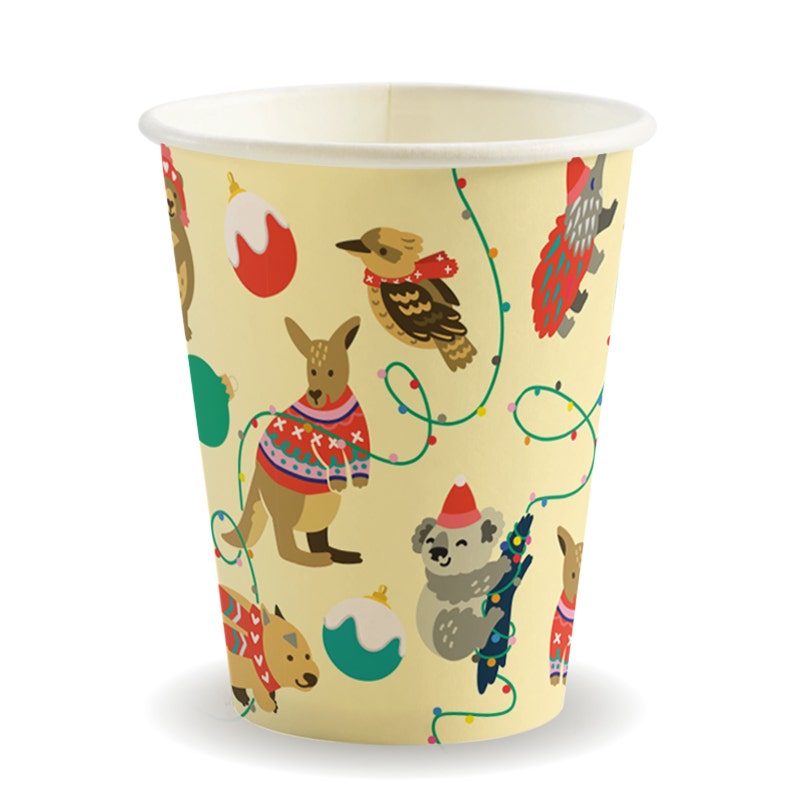 BioPak 390ml / 12oz (90mm) Christmas Single Wall BioCup