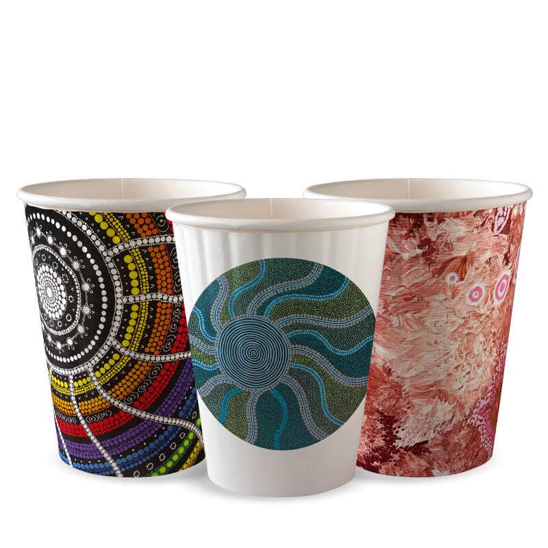 BioPak 390ml / 12oz (90mm) Indigenous Art Series Double Wall BioCup