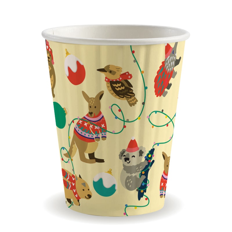 BioPak 390ml / 12oz (90mm) Christmas Double Wall BioCup
