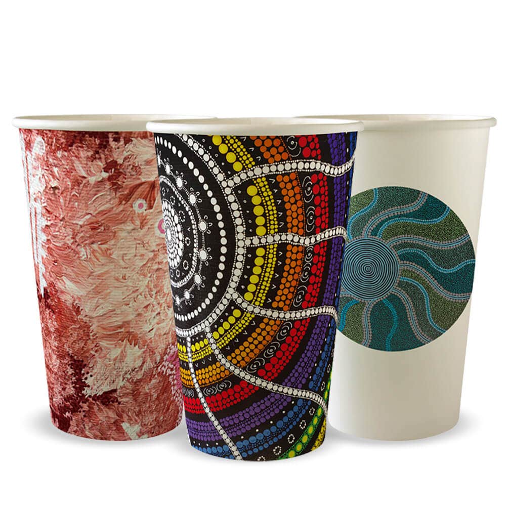 BioPak 510ml / 16oz (90mm) Indigenous Art Series Single Wall BioCup