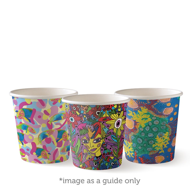 BioPak 120ml / 4oz (63mm) Art Series Single Wall BioCup