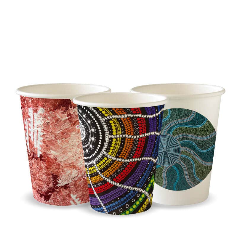 BioPak 280ml / 8oz (80mm) Indigenous Art Series Single Wall BioCup