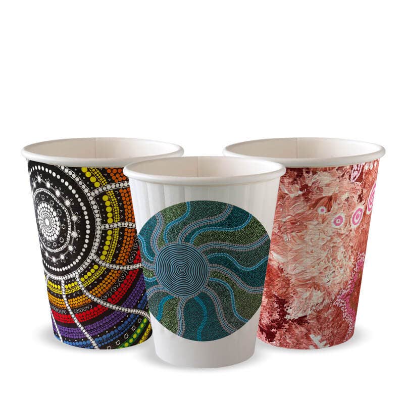 BioPak 255ml / 8oz (80mm) Indigenous Art Series Double Wall BioCup