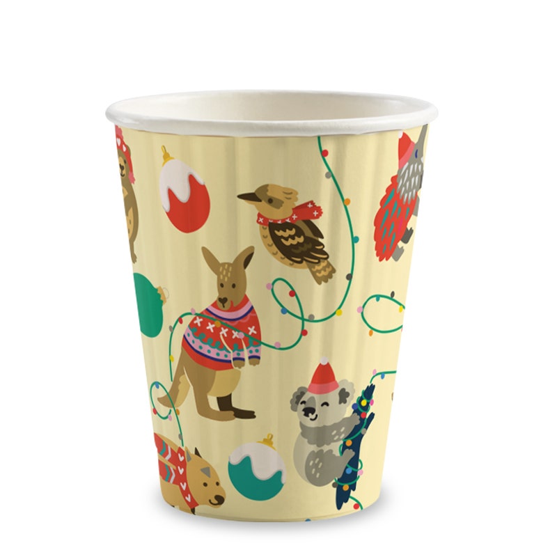 BioPak 295ml / 8oz (80mm) Christmas Double Wall BioCup