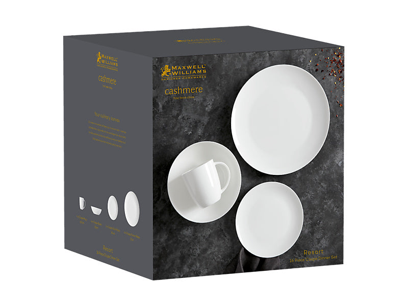Maxwell & Williams Cashmere Resort Coupe Dinner Set White 16 Piece