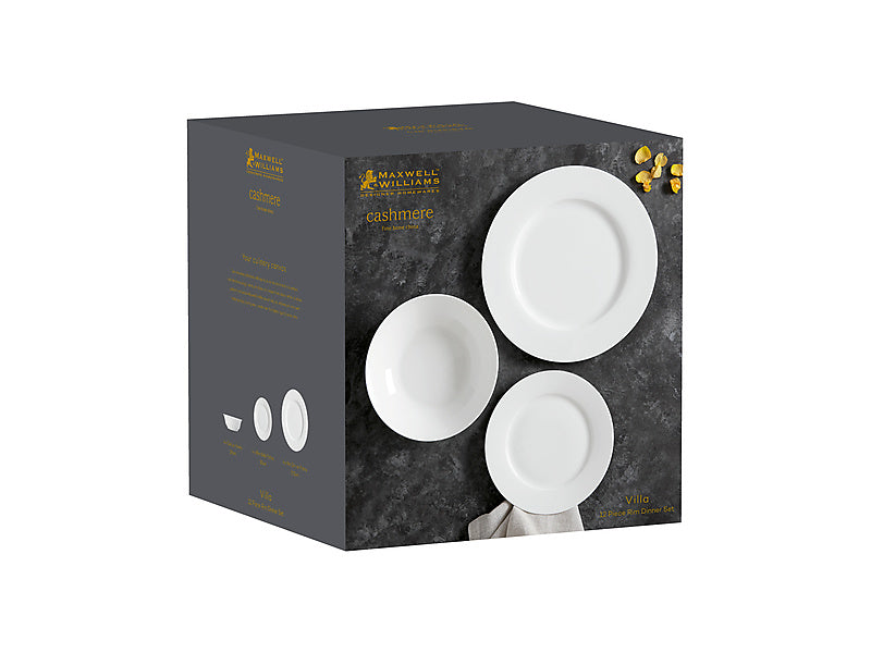 Maxwell & Williams Cashmere Villa Rim Dinner Set White 12 Piece
