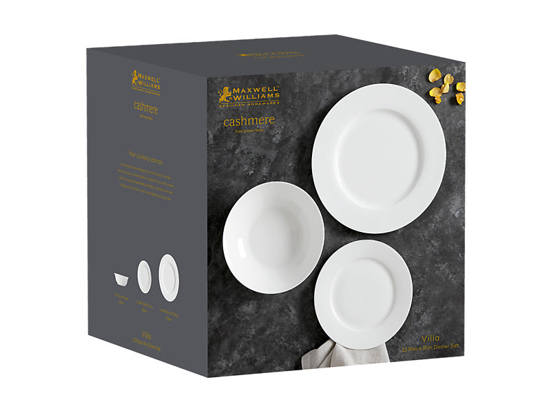 Maxwell & Williams Cashmere Villa Rim Dinner Set White 12 Piece