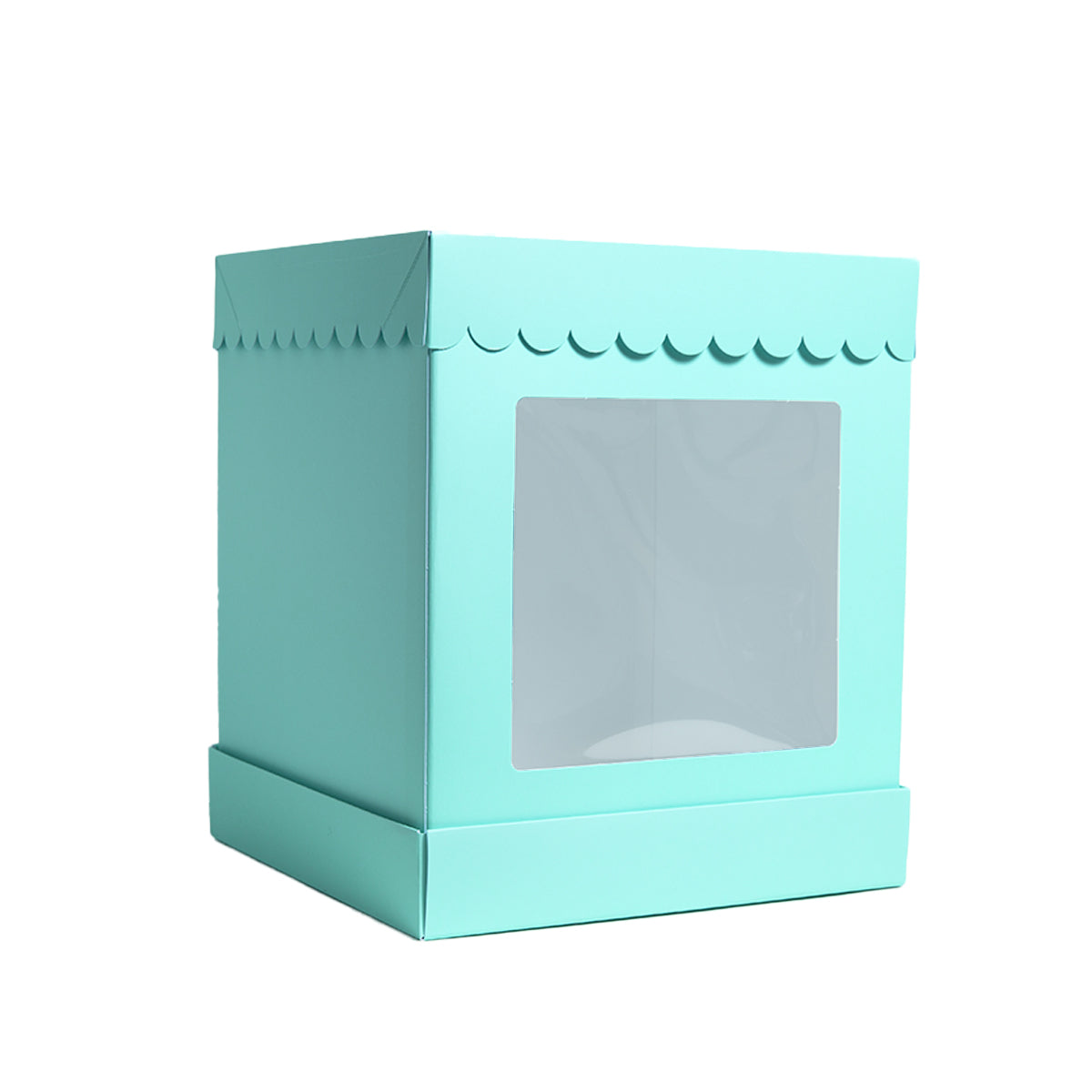 Papyrus Tall Scalloped Cake Box Pastel Blue 10 x 10 x 12in