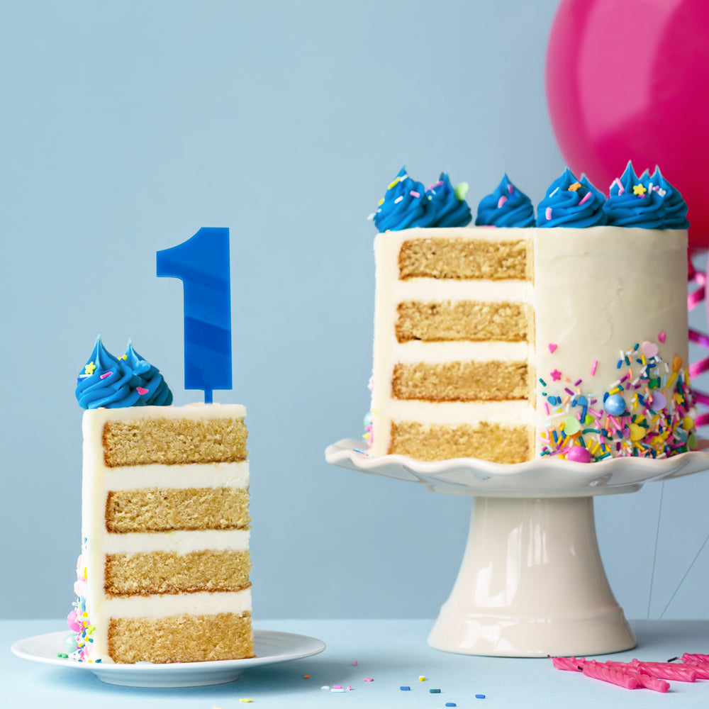 Cake & Candle Mega Number 1 Cake Topper Blue