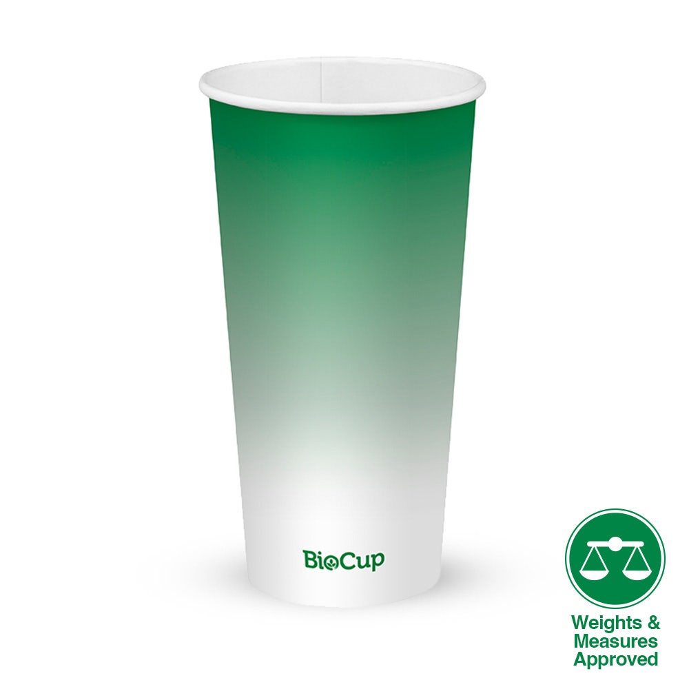 BioPak 600ml / 20oz (90mm) Green Cold Paper BioCup