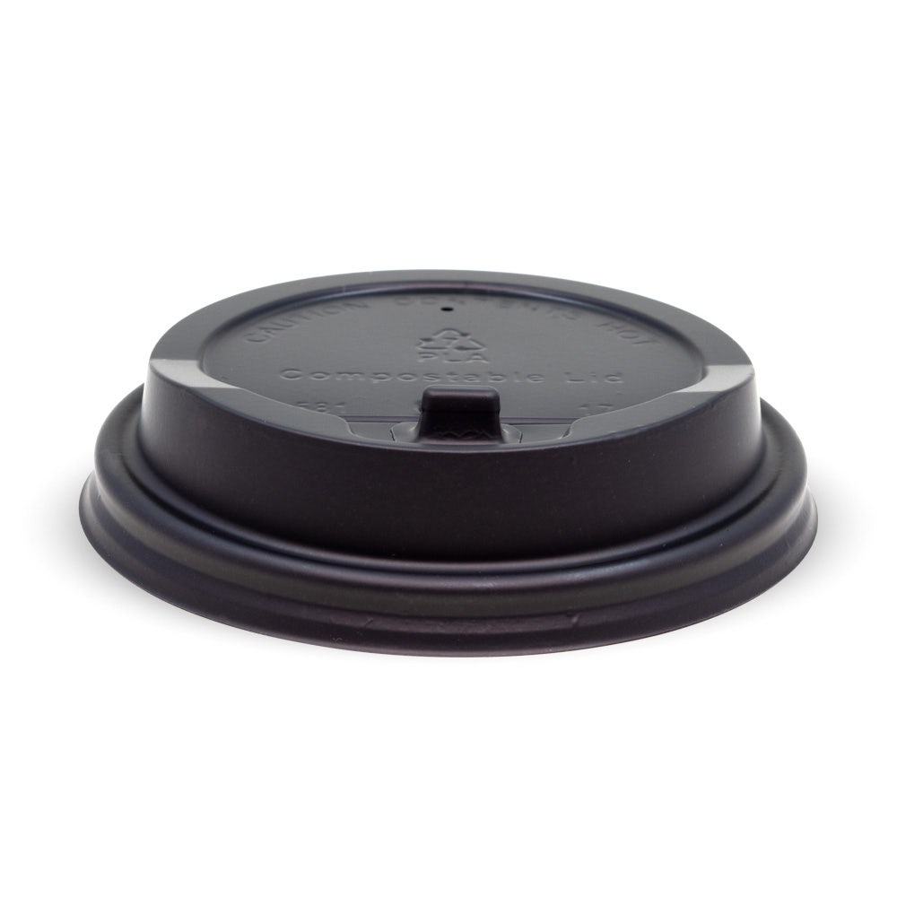 BioPak 90mm Large Black Reclosable PLA BioCup Lid