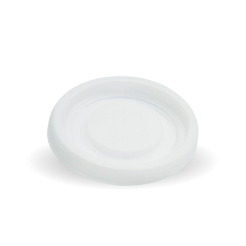 BioPak 63mm / 4oz White PS No Hole BioCup Lid
