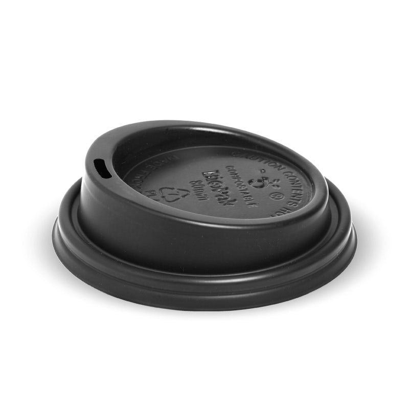 BioPak 80mm Small Black PLA BioCup Lid