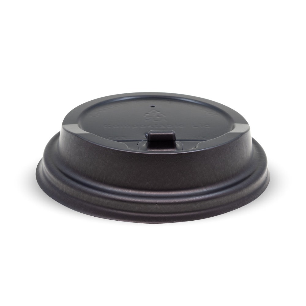 BioPak 80mm Small Black Reclosable PLA BioCup Lid