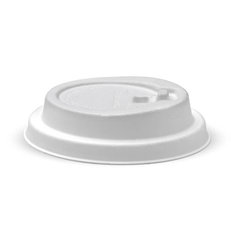 BioPak 80mm Small White Reclosable Plant Fibre BioCup Lid