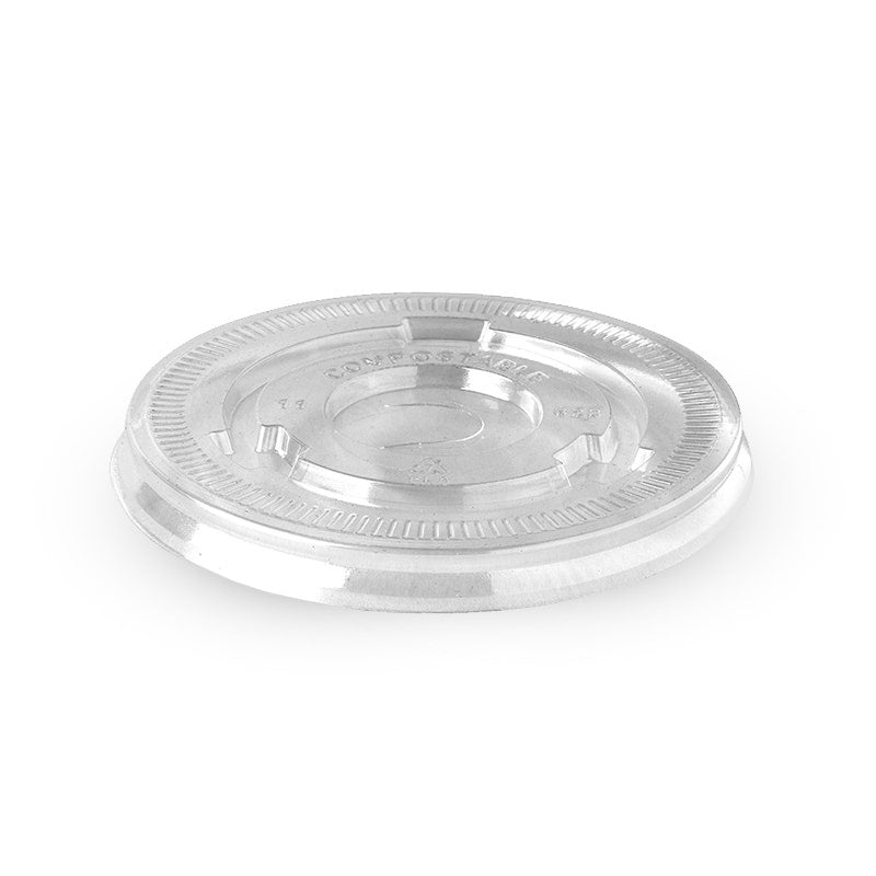 BioPak 90mm PLA Clear Flat Cold Paper BioCup Lid