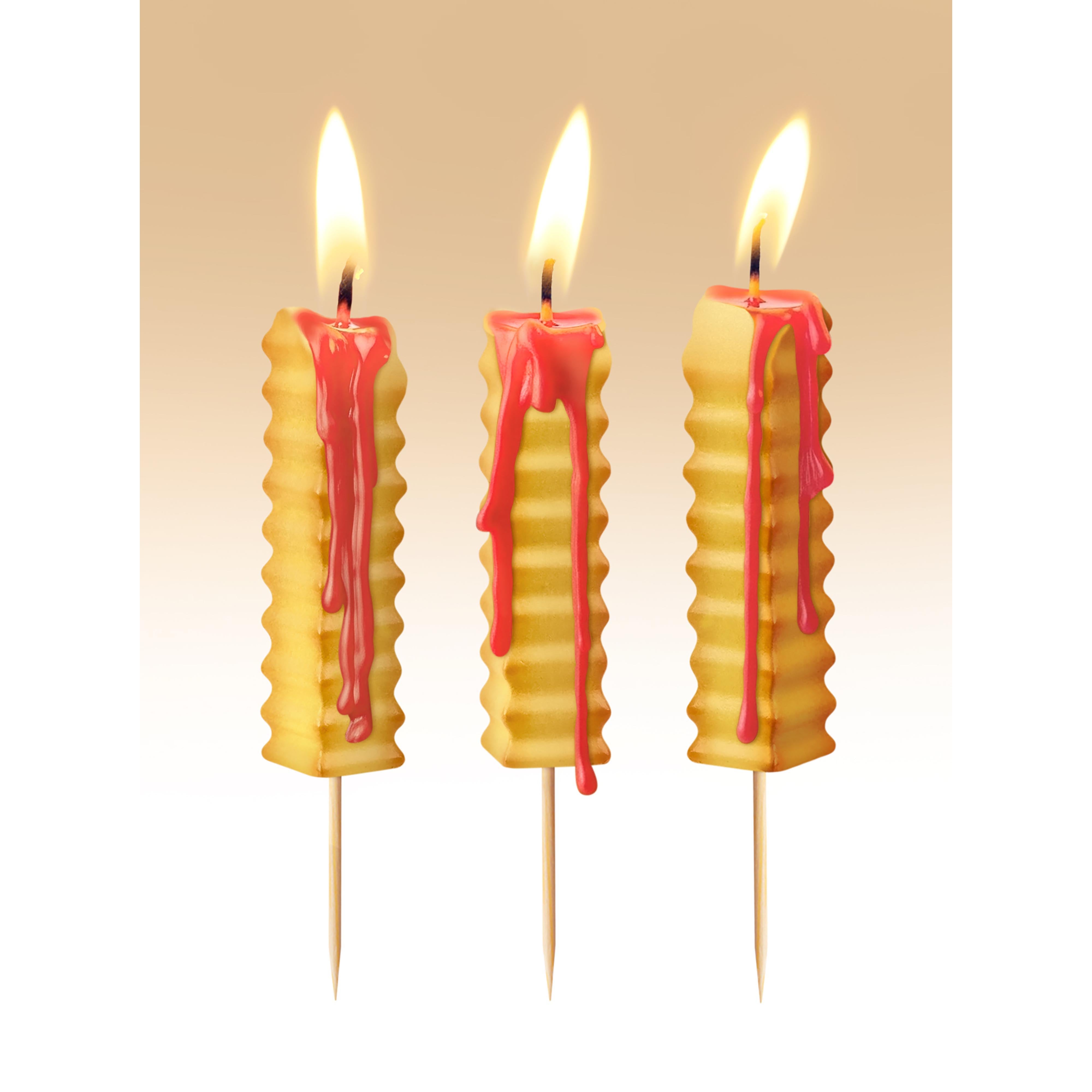 Fred Hot and Crispy Birthday Candles 6 Piece Set Yellow