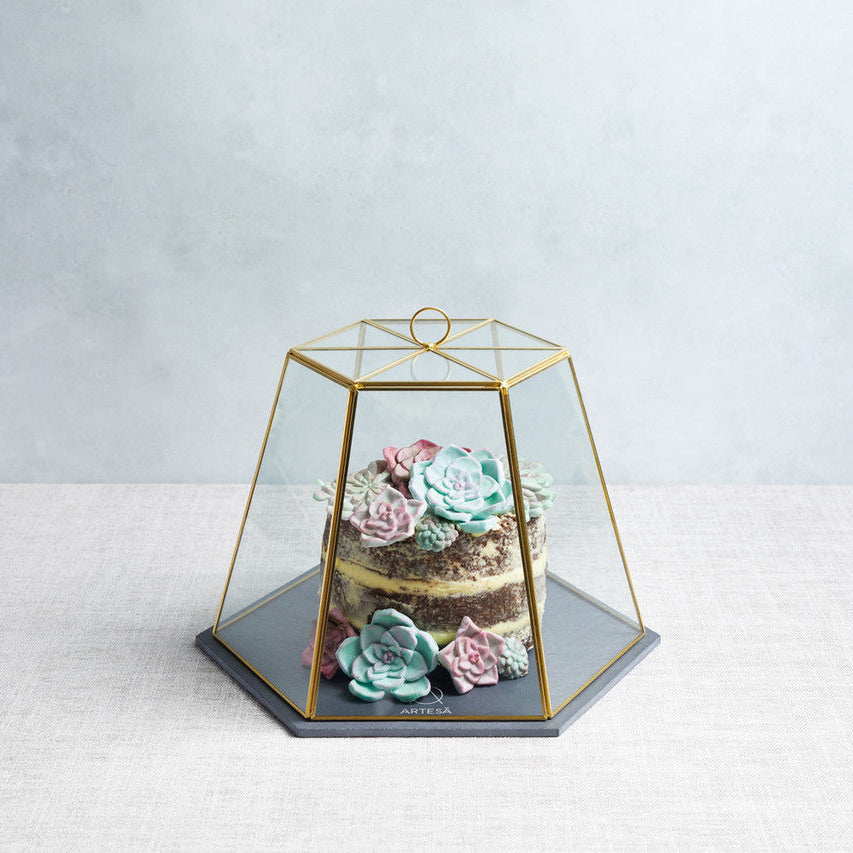 Artesà Glass Serving Cloche with Slate Base