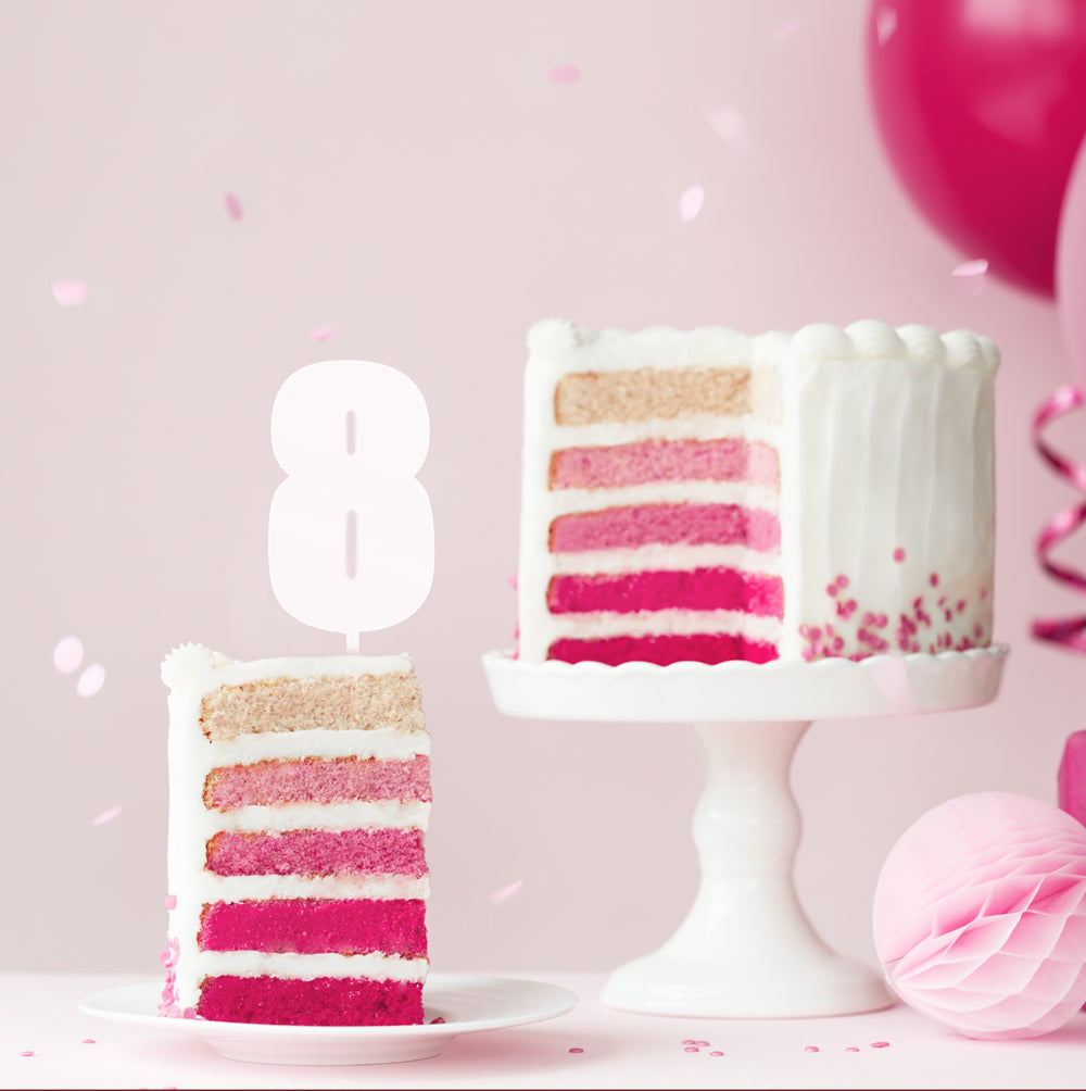 Cake & Candle Mega Number 8 Cake Topper White