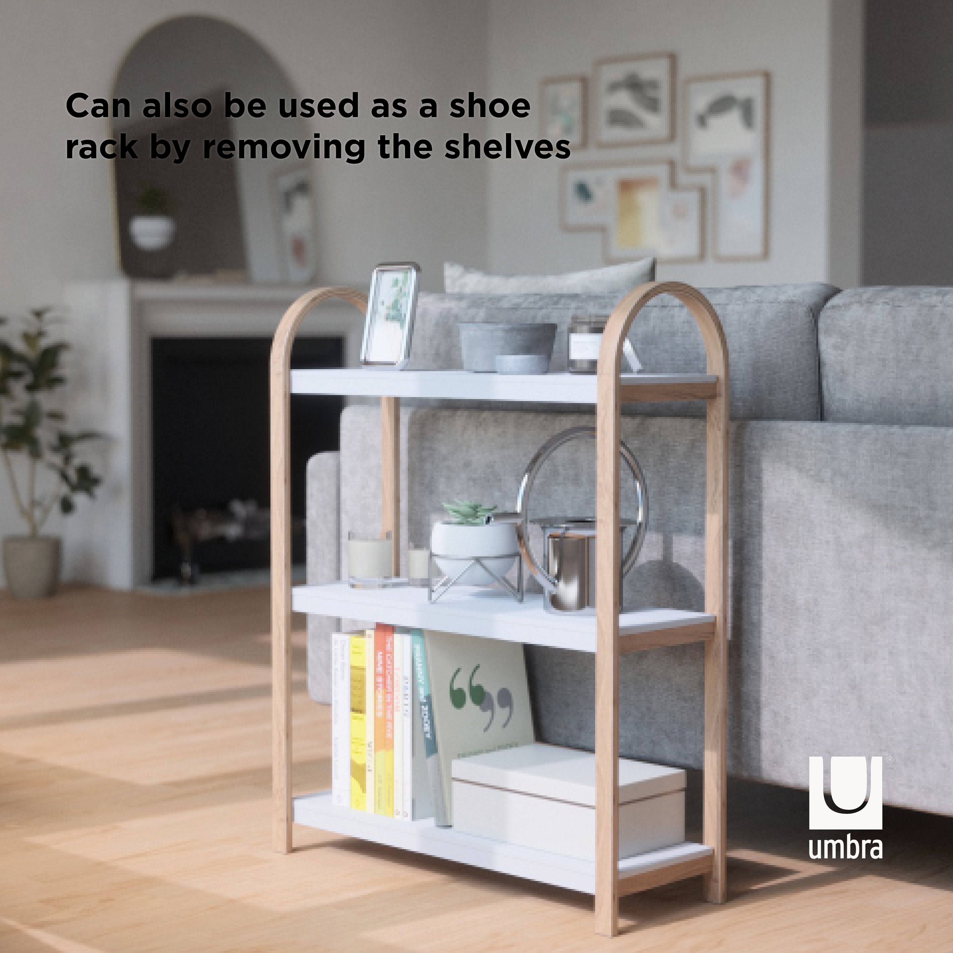 Umbra Bellwood Freestanding Shelf 3 Tier White & Natural