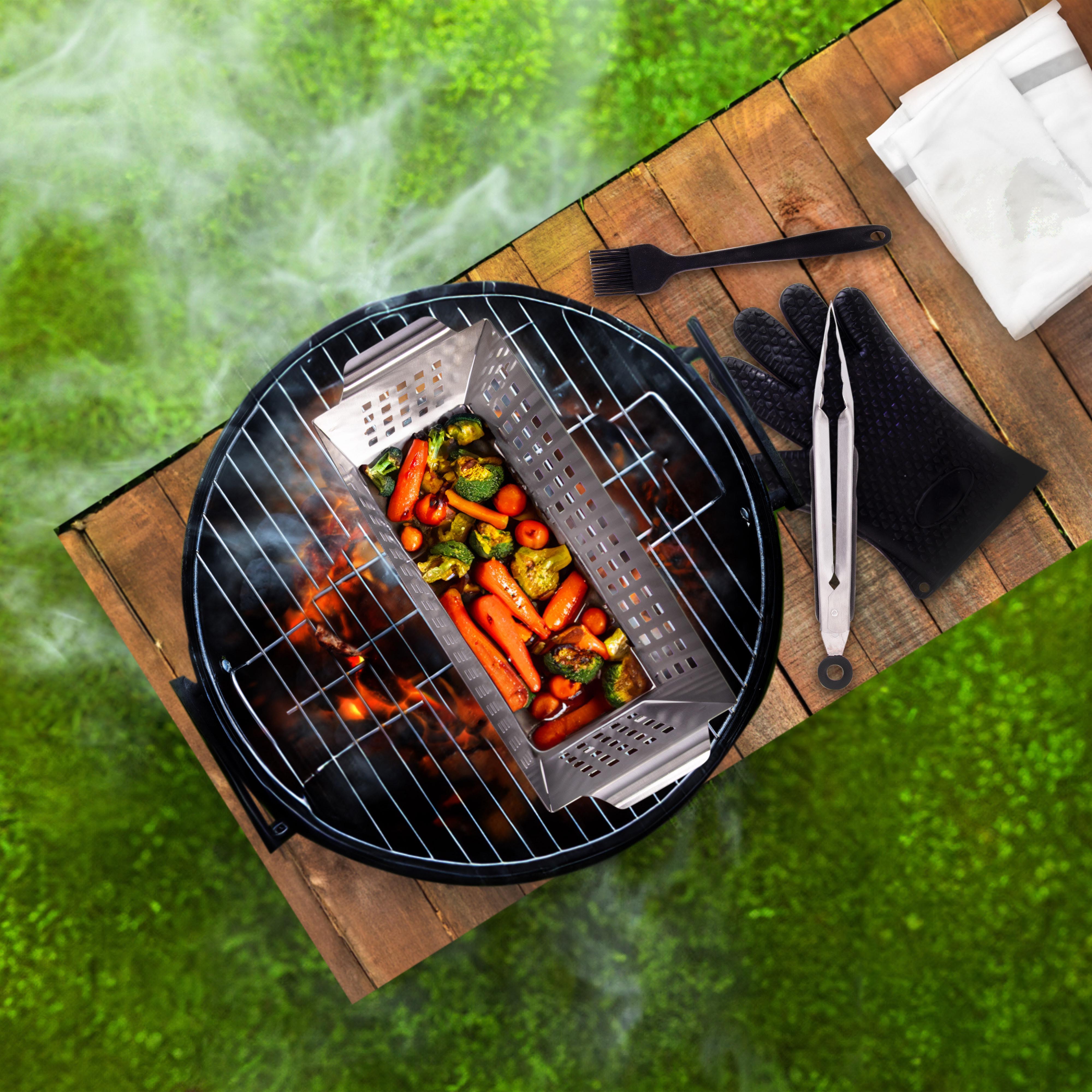 Maverick BBQ Grill Basket Set 4 Piece Silver