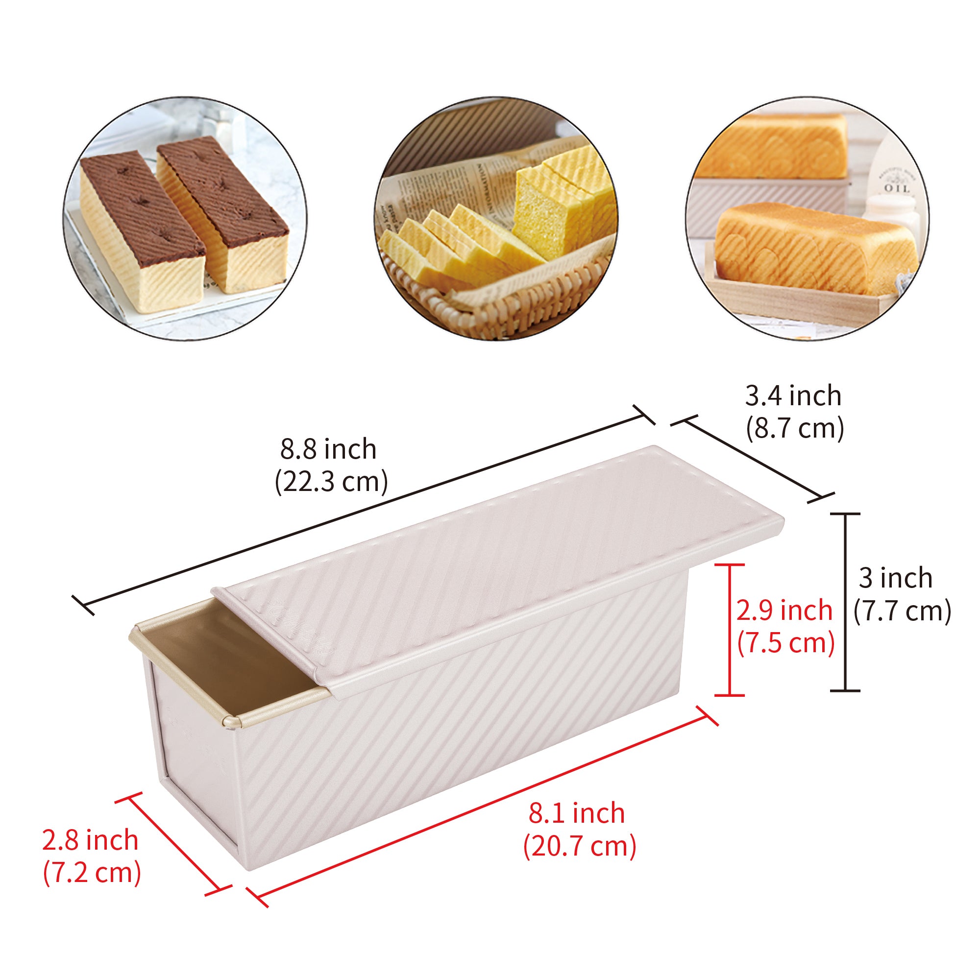 CHEFMADE Corrugated Loaf Pan with Lid 300g 22cm (WK9404)