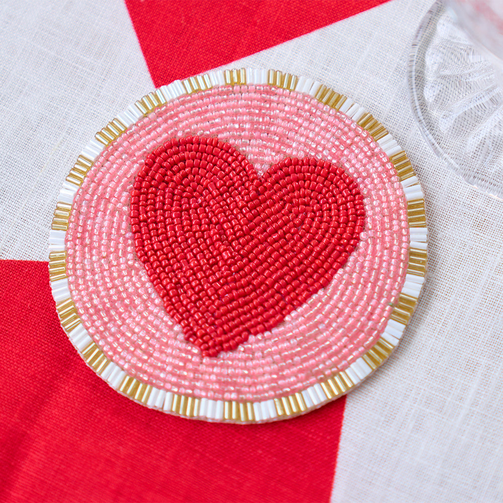 Annabel Trends Beaded Coasters Heart 4pc