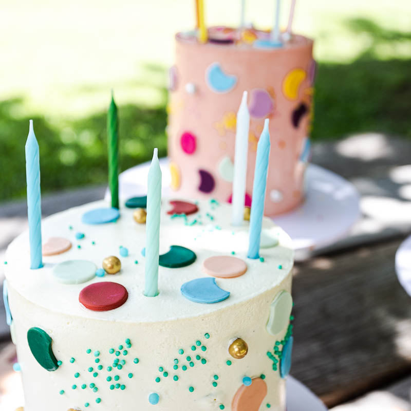 Cake & Candle to Spiral Candles Blue & Green 8cm 24 Pack