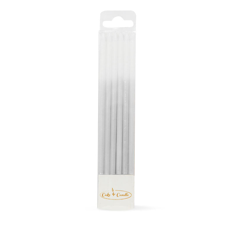 Cake & Candle Ombre Cake Candles Silver 12 Pack