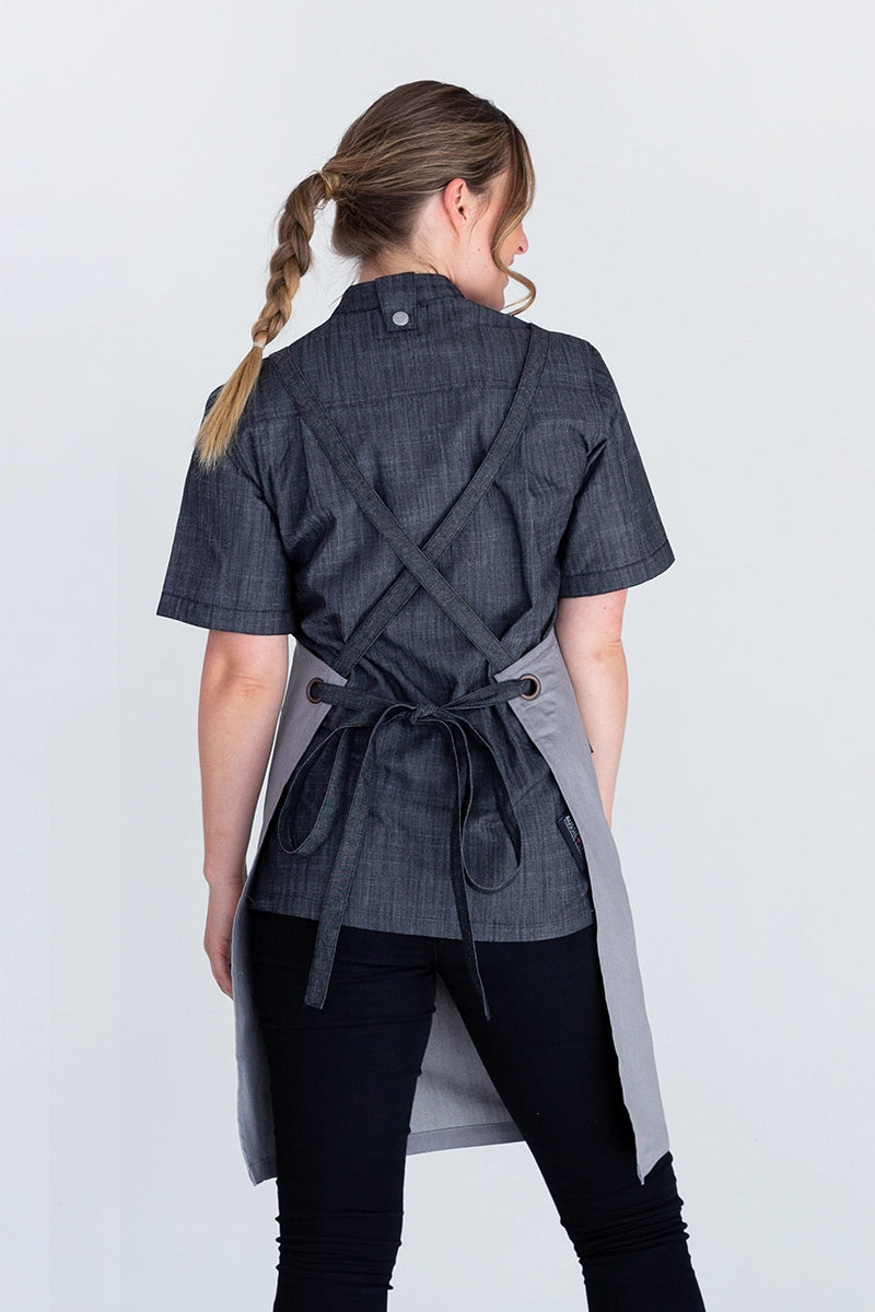 Aussie Chef Bella Bib Apron - Ash Grey - Charcoal Straps