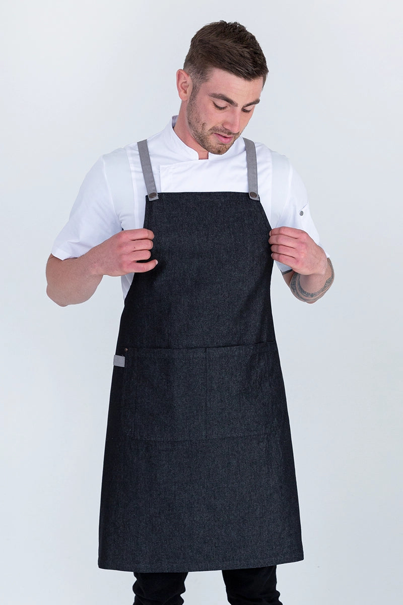 Aussie Chef Bella Bib Apron - Charcoal Grey - Ash Straps