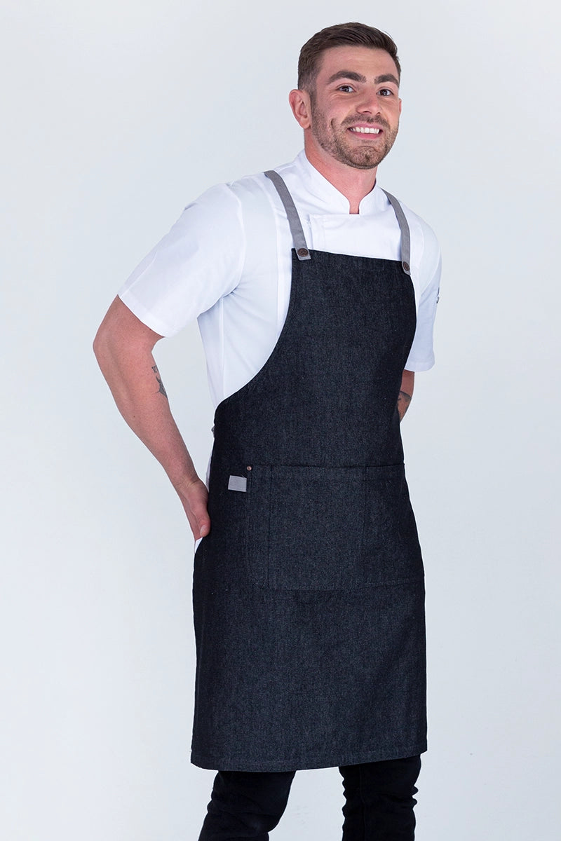 Aussie Chef Bella Bib Apron - Charcoal Grey - Ash Straps