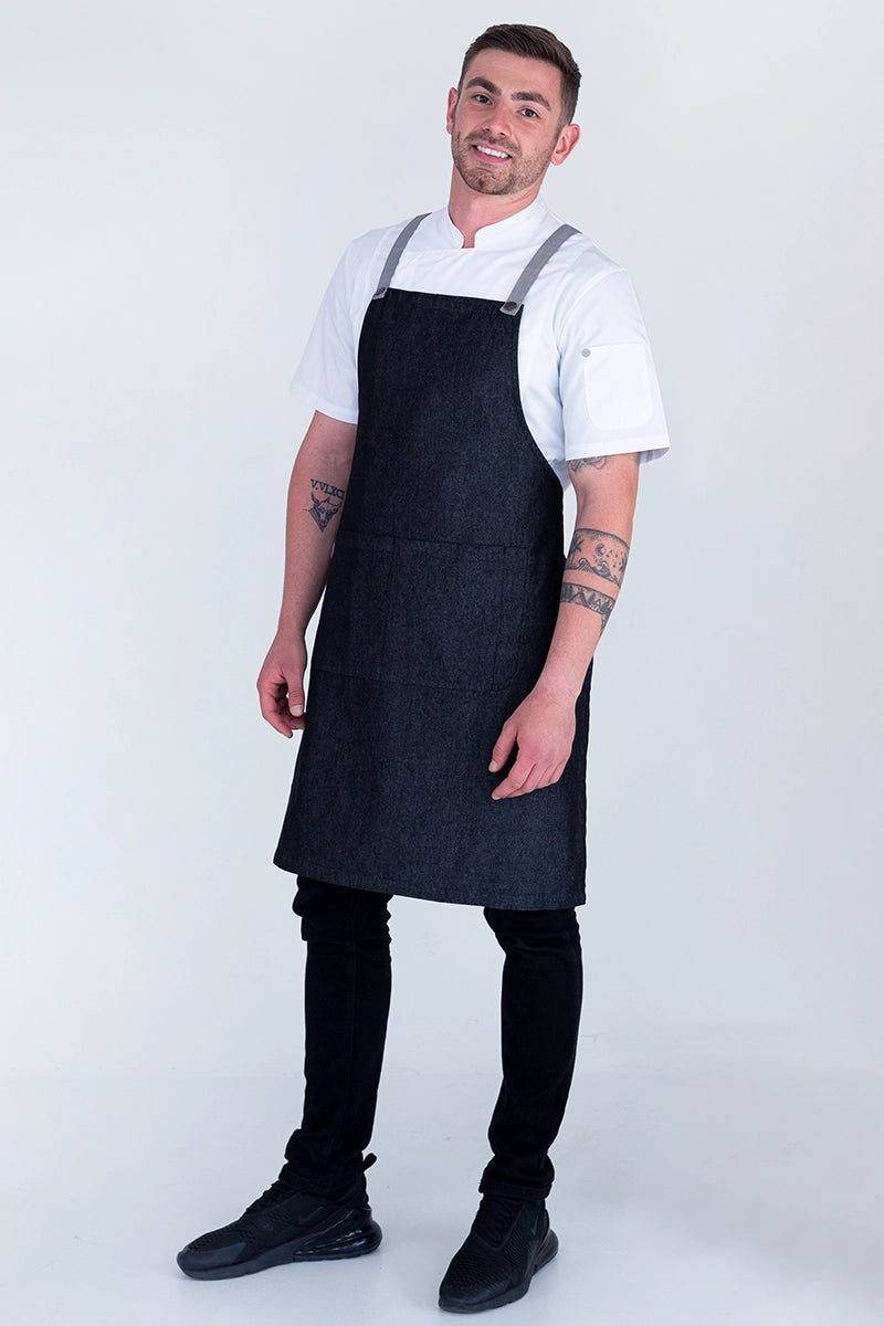 Aussie Chef Bella Bib Apron - Charcoal Grey - Ash Straps