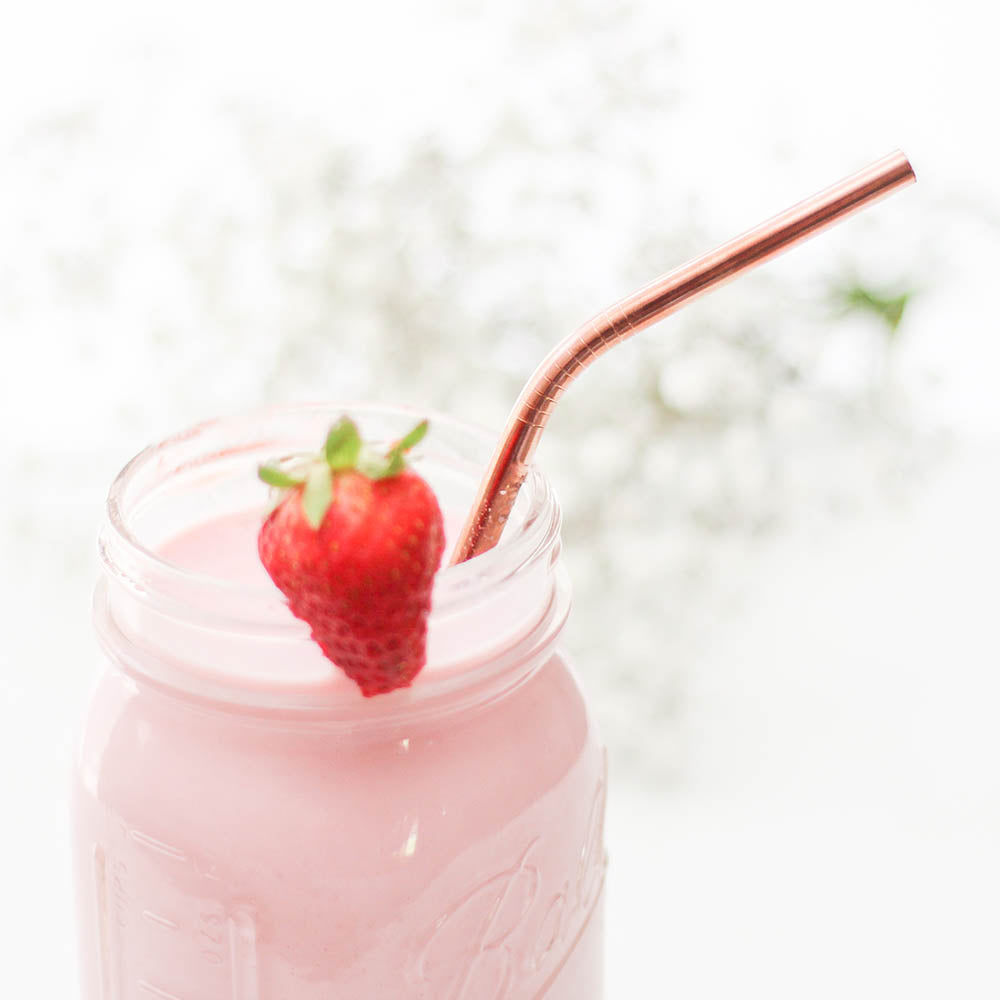 Activated Eco Stainless Steel Straw Set - Rose Gold