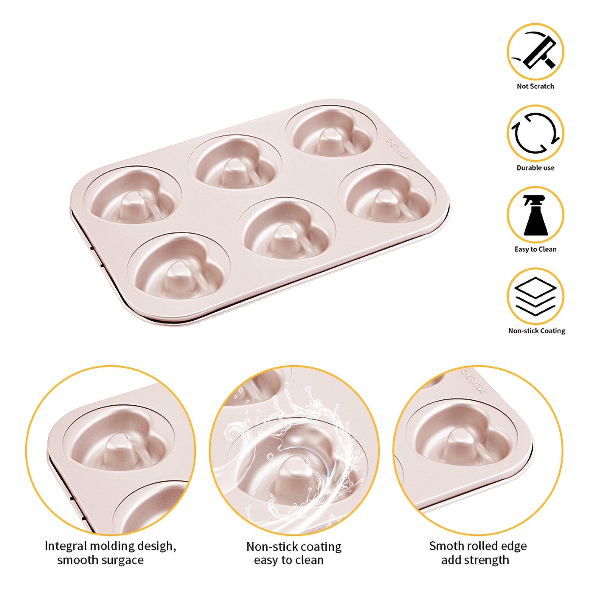 CHEFMADE Heart Donut Pan 6 Cup (WK9289)