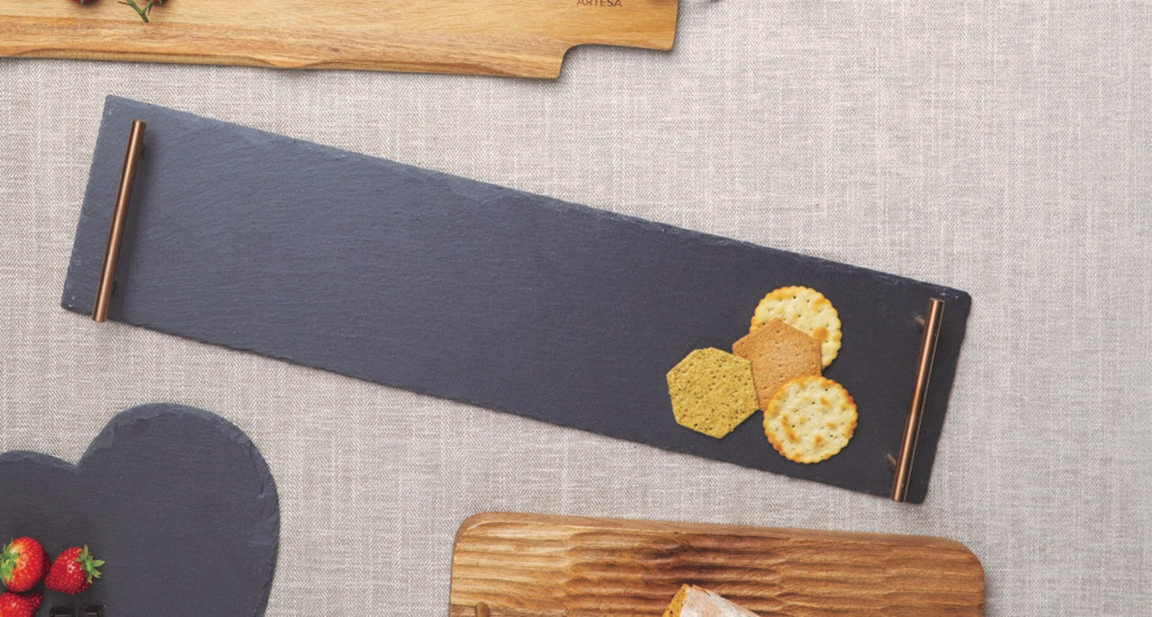 Artesà Slate Serving Platter with Copper Handles 60cm