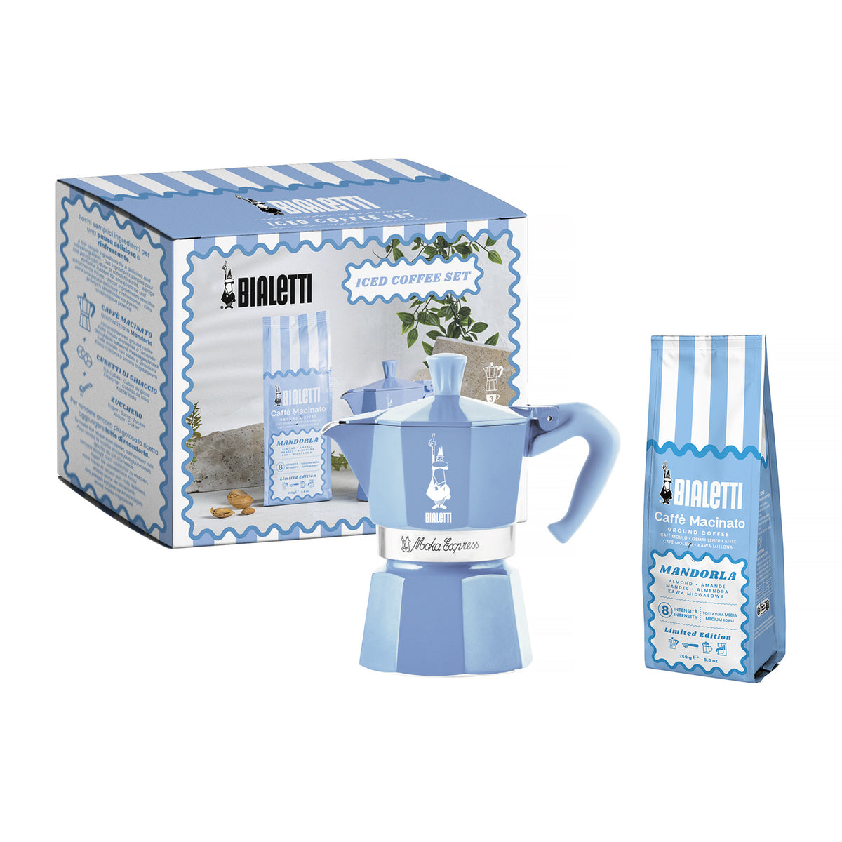 Bialetti Caffè Macinato Mandorla Iced Coffee Gift Set – 250 g
