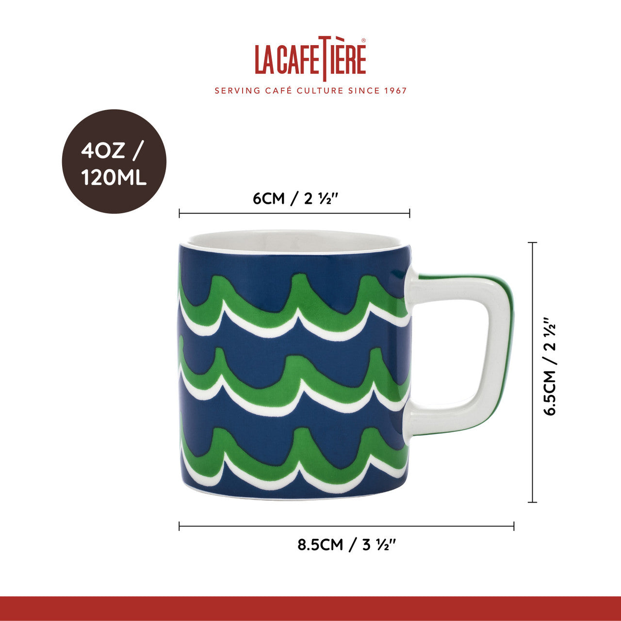 La Cafetière Ceramic Espresso Cup 120ml (Blue Cyan Tides)