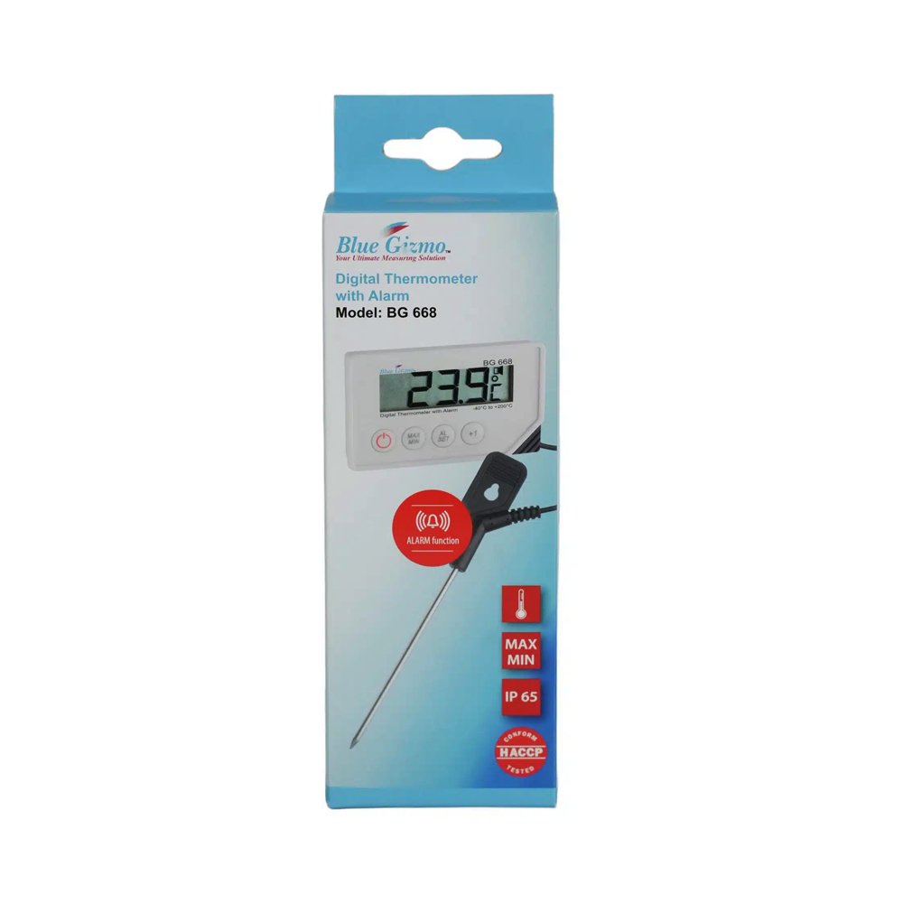 Blue Gizmo Digital Probe Thermometer With Alarm (BG668)