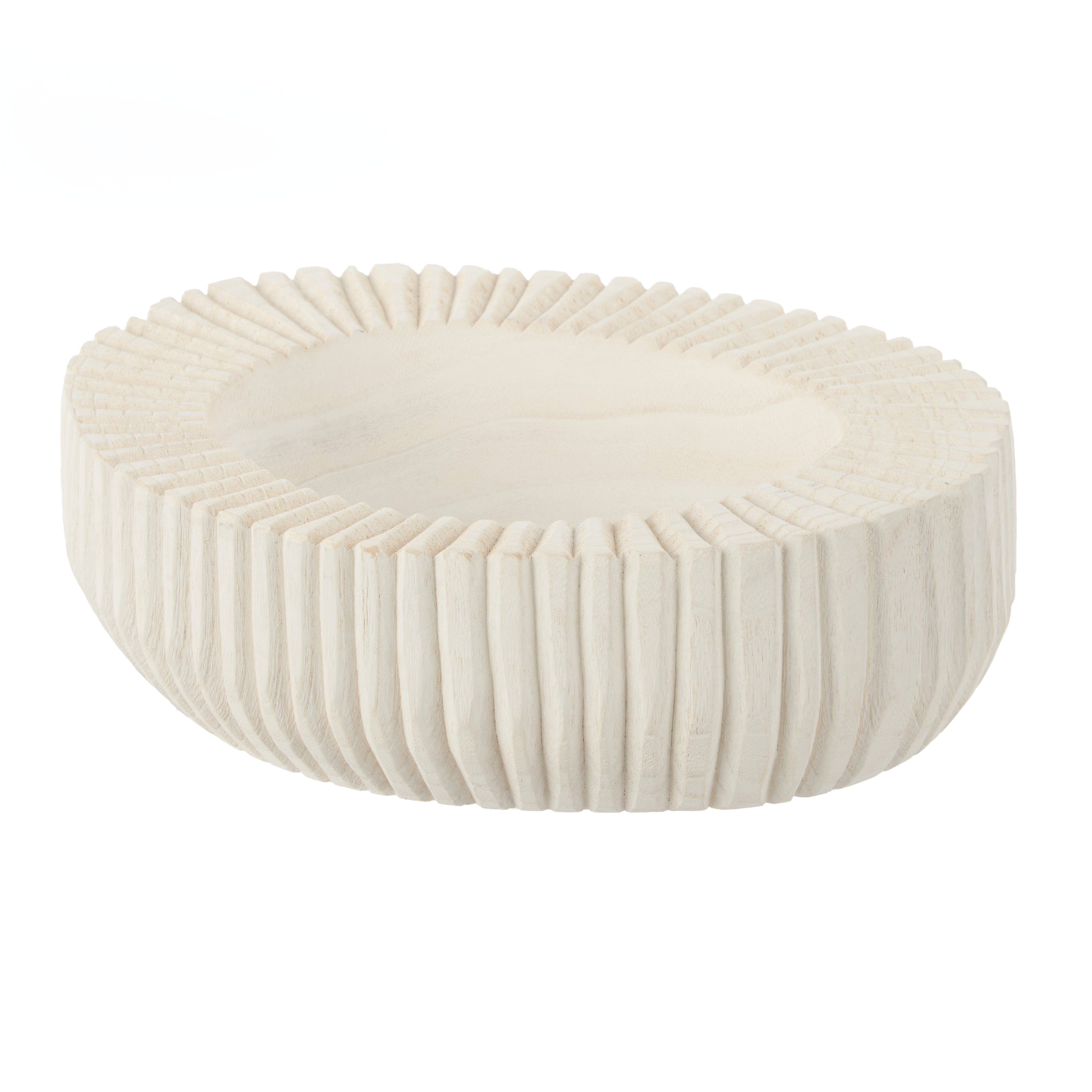 Amalfi Picton Ribbed Timber Bowl White