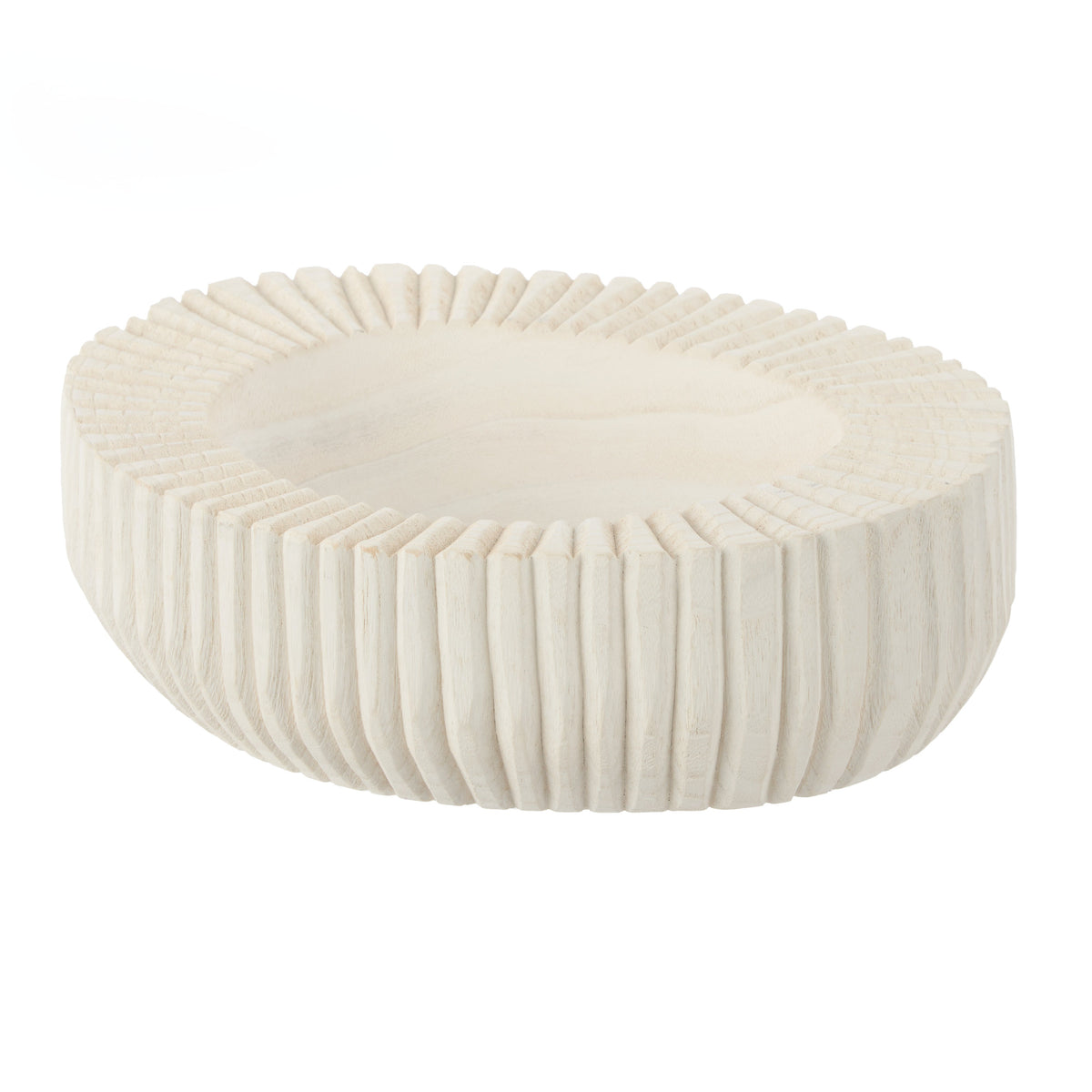 Amalfi Picton Ribbed Timber Bowl White