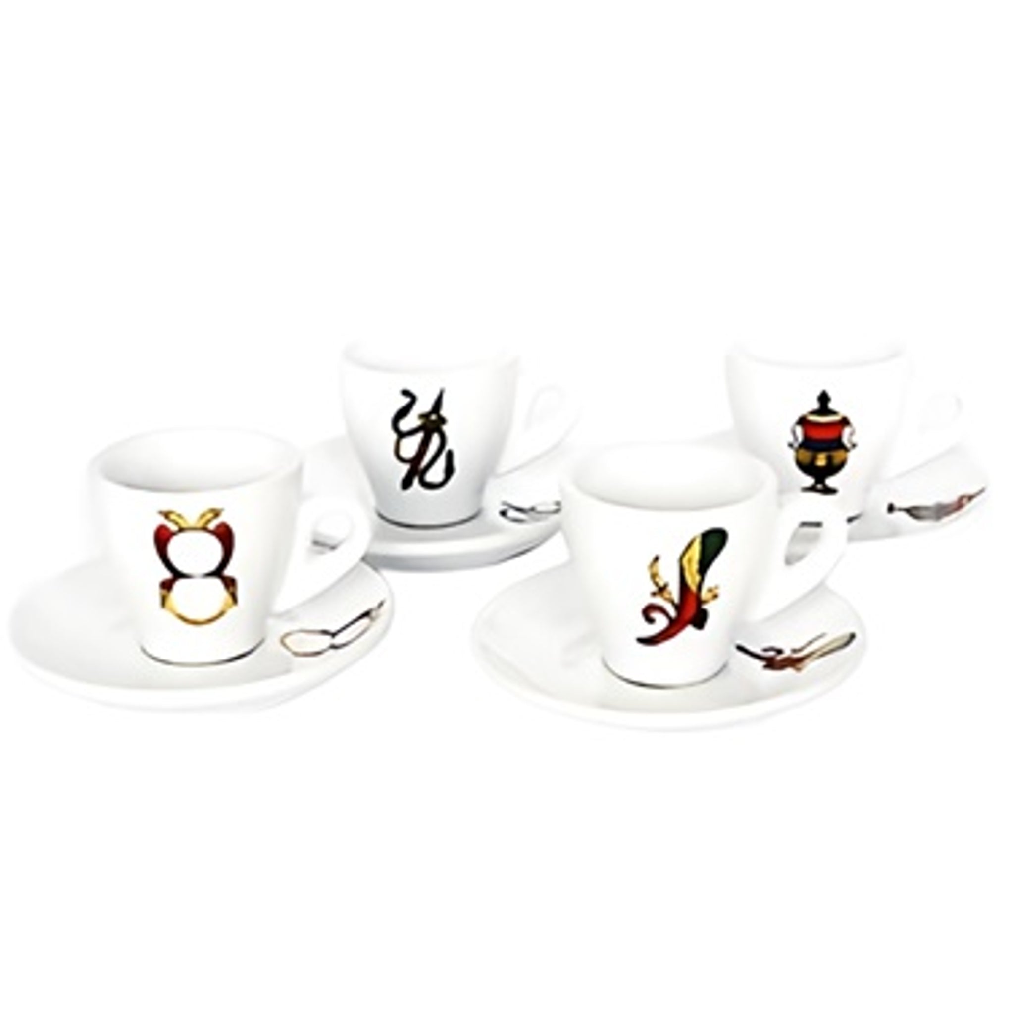 Incasa Briscola Scopa Espresso Cups and Saucers 90ml 4 Piece